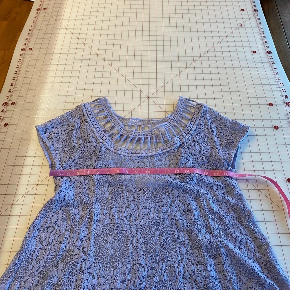 Free People Lavender purple lace floral crochet swing dress size Medium